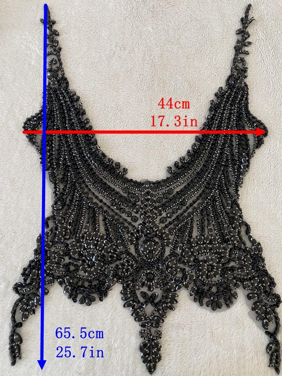 Handmade 16 colour rhinestones lace bodice applique sew on beads sequins trim...