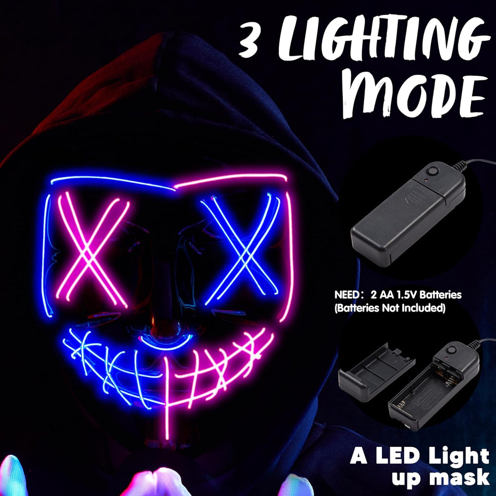 JOYIN Halloween Led Mask, Light Up Mask and Gloves for Cosplay Costume (Pink ...