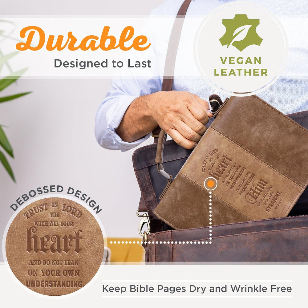 Christian Art Gifts Men's Faux Leather Bible Cover: Trust in the Lord