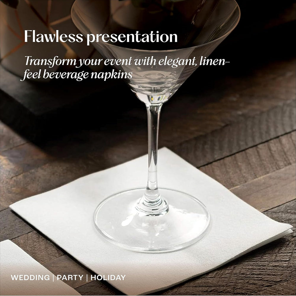 200 Linen-Feel Beverage Napkins - Disposable Cocktail Napkins, Made In USA - ...
