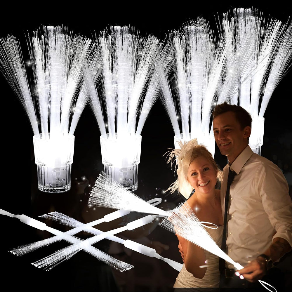 Redants 200 PCS Glow Light Sticks, White LED Fiber Optic Wands
