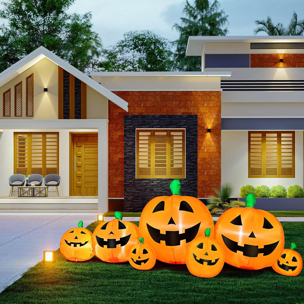 Skylety 7 Pcs 8 ft Halloween Inflatable Pumpkin Outdoor Decorations