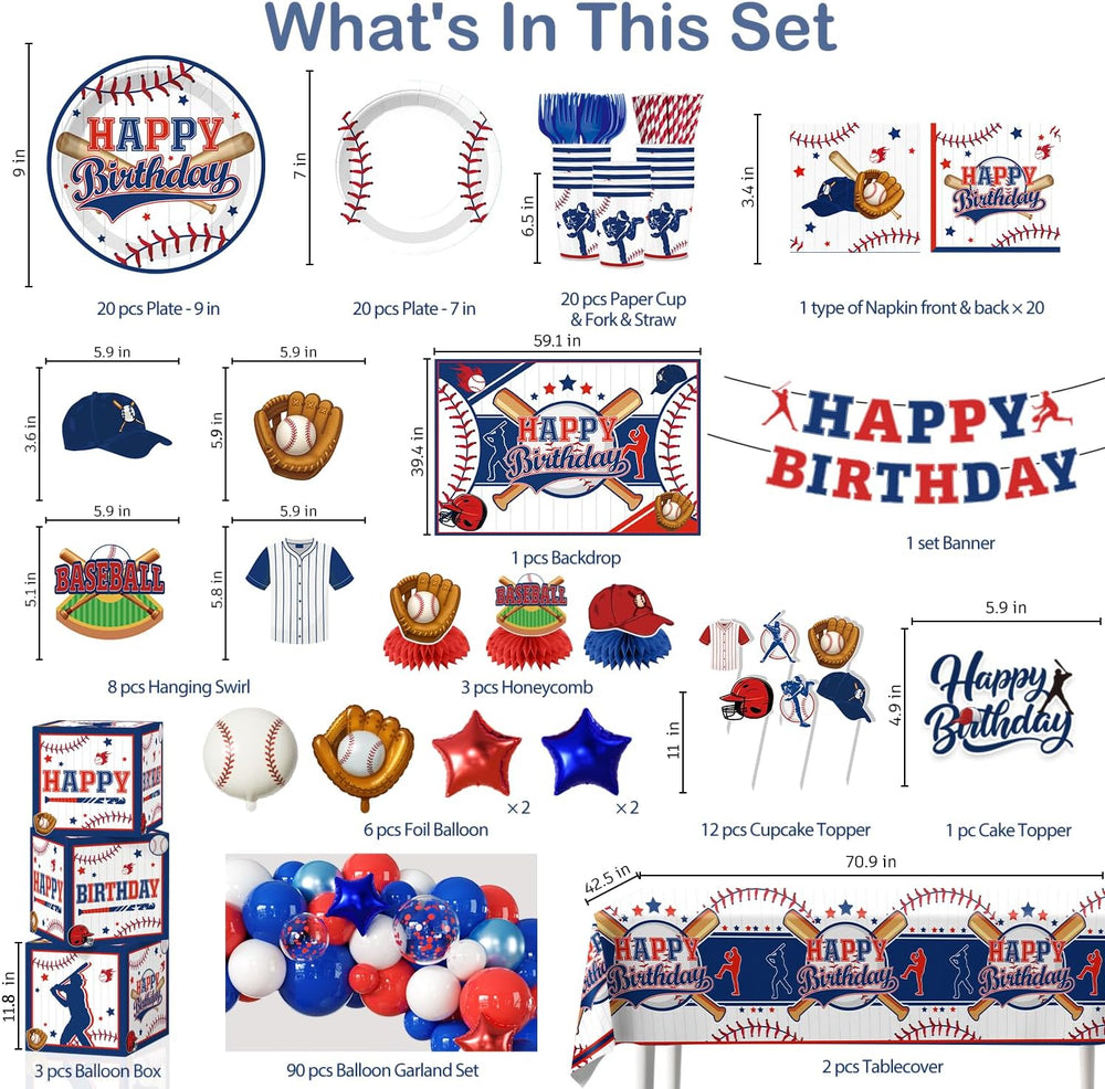 Baseball Birthday Decorations,Serves 20 Guests