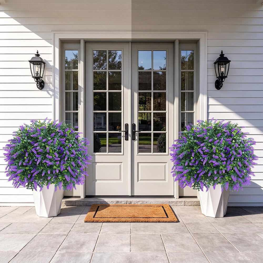 Artificial Boxwood Topiary Ball with Lavender, Set of 2 UV Resistant