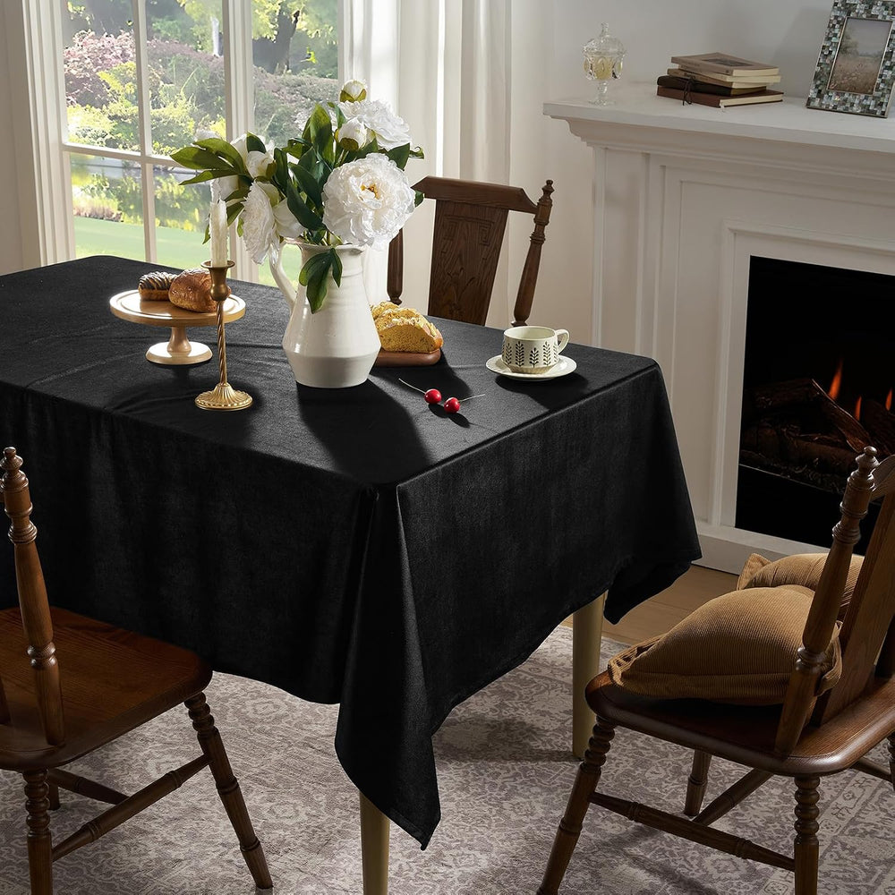 Gothic Black Velvet Tablecloths Rectangular: Halloween Luxury Table Cloth