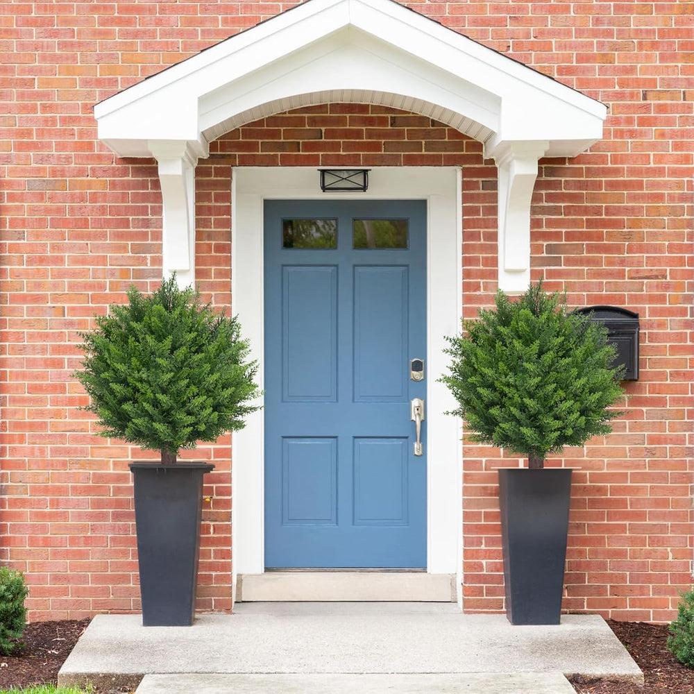 AOKIIE Artificial Cedar Topiary Bushes 24" with Ground Spike 2PCS