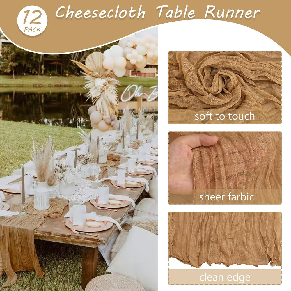 35x120 Inch Nude Cheesecloth Table Runner Neutral Boho Wedding Party Decor