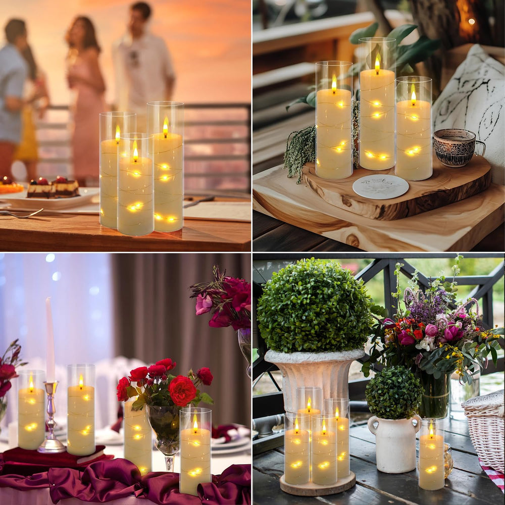 YOROXRG Flickering Flameless Candles Battery Operated with Remote,Led Pillar ...