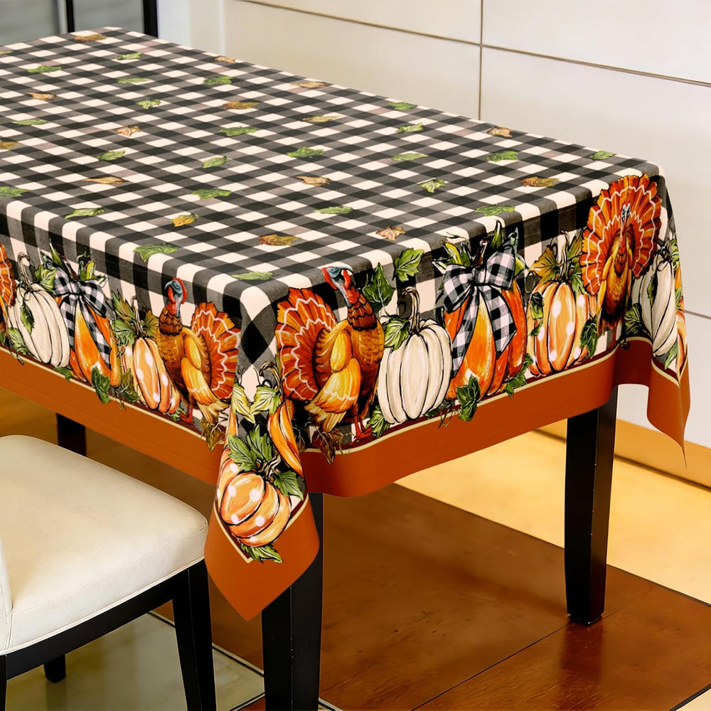 60"X120" Fall Thanksgiving Tablecloth, Water Resistant 140g Fabric ...
