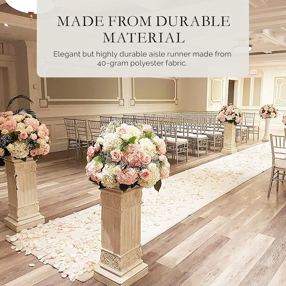 SLS SUPPLY FLORA - Wedding Aisle Runner, White Floral Print Wedding Floor Mus...