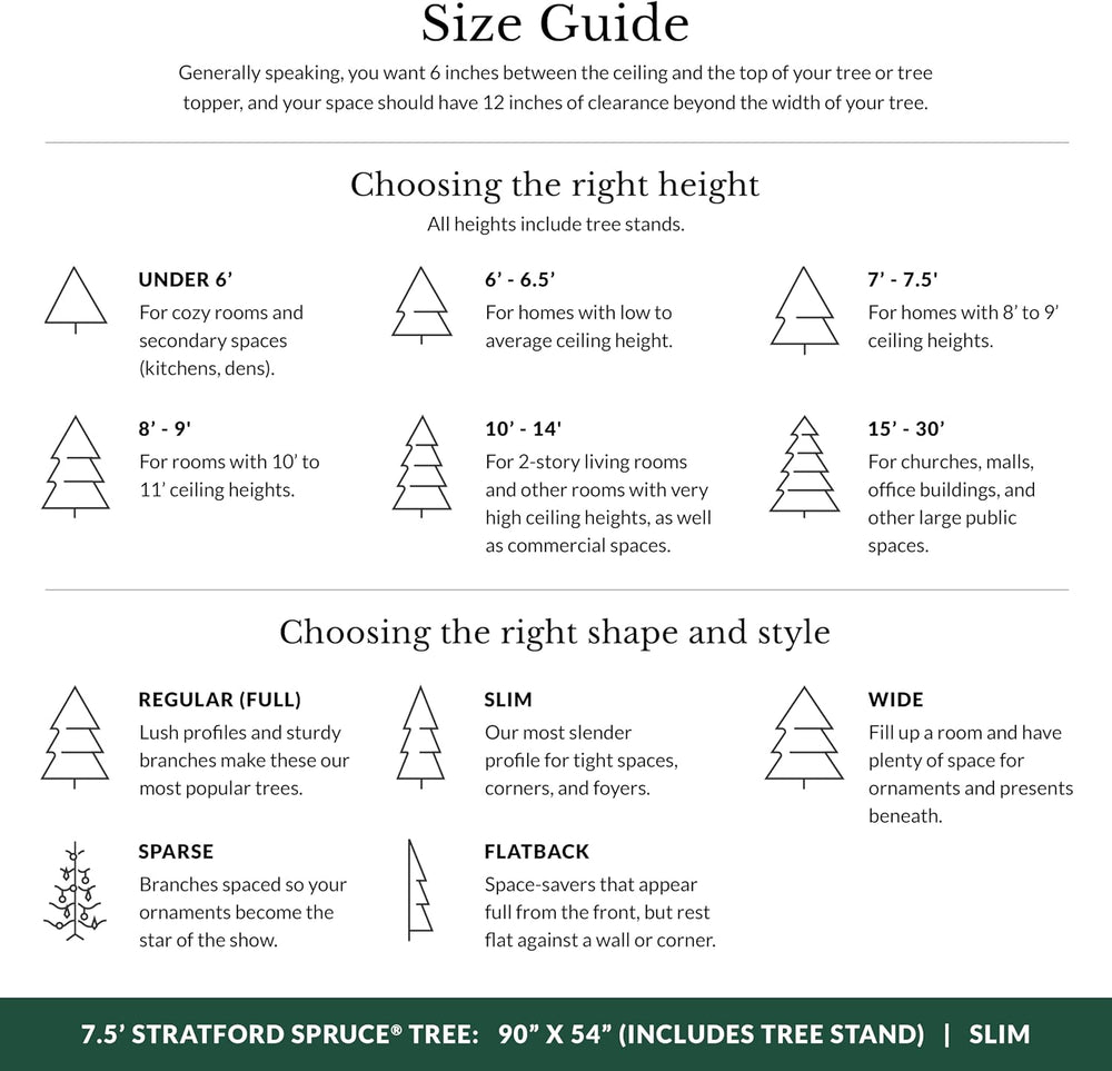 Balsam Hill Stratford Spruce - Slim Artificial Christmas Tree with True Needl...