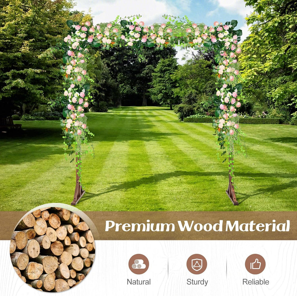 Moccha Wedding Arch, 7.2 FT Wooden Arch Backdrop Stand, Outdoor Archway Pergo...