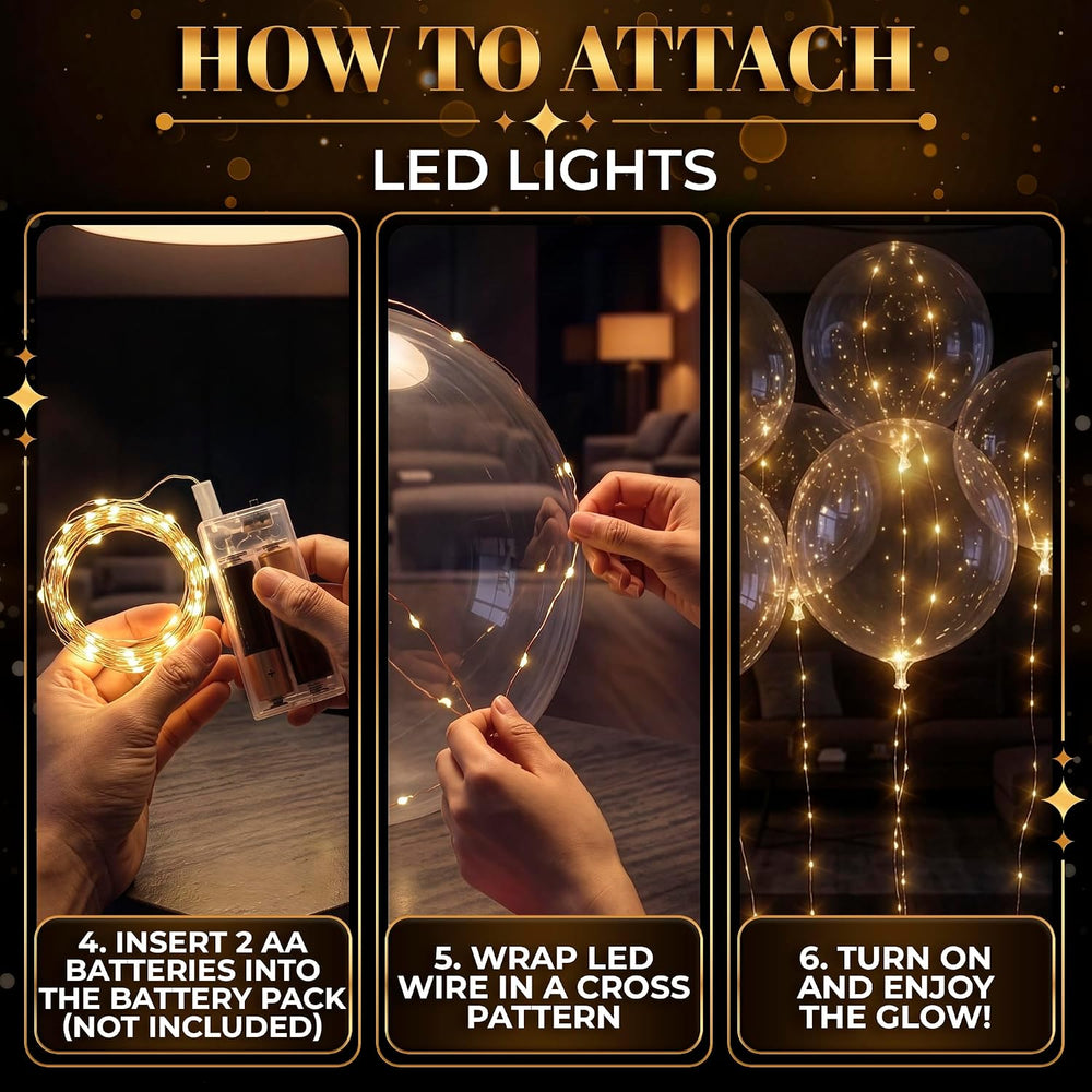 20 Pcs Gold LED Balloons Light Up Balloons, 18 In Balloon Lights
