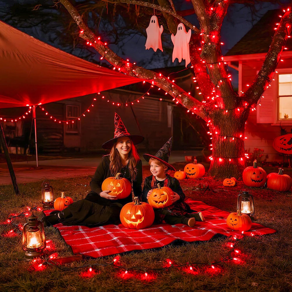 JMEXSUSS 500 LED Halloween Lights Outdoor, Red Christmas String Lights