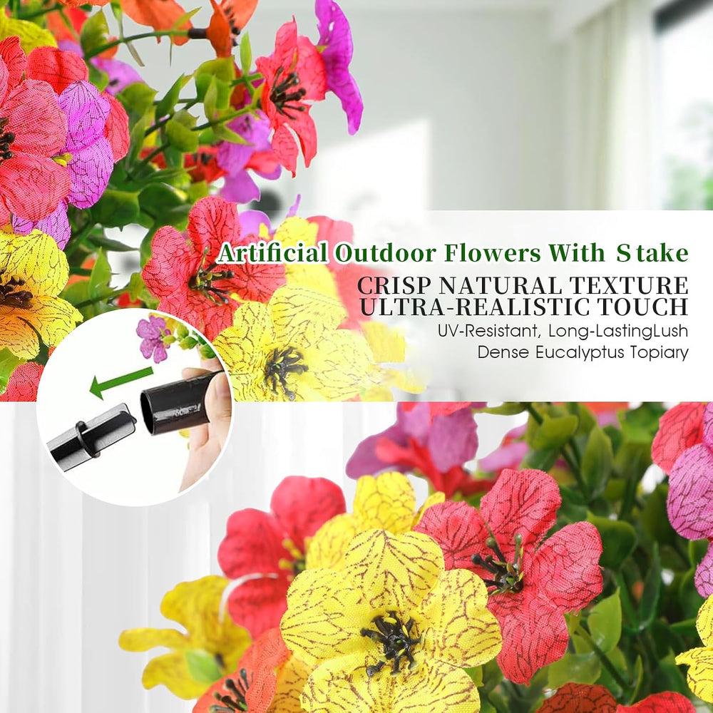 2-Pack 22in Petunias,Artificial Flowers with Ground Stakes