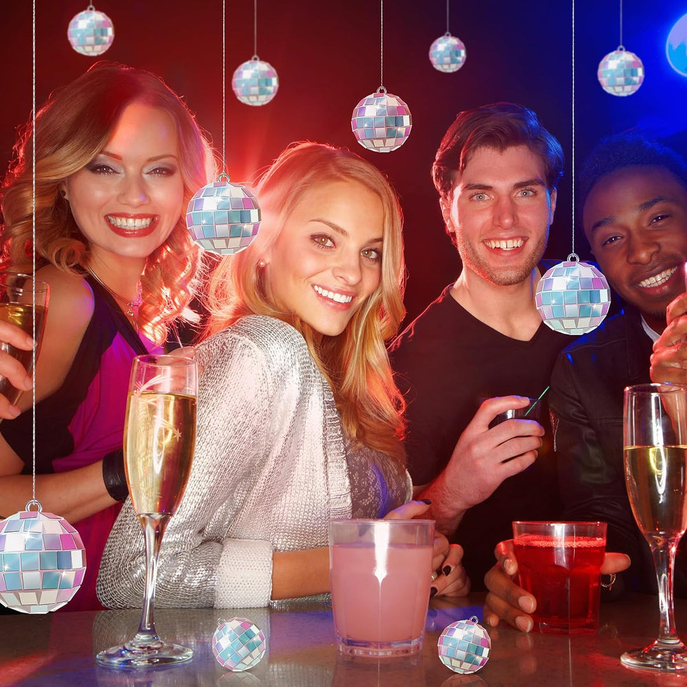 Hoolerry 200 Pcs Mini Disco Ball Ornaments 1.2 Inch Mirror,Laser Color