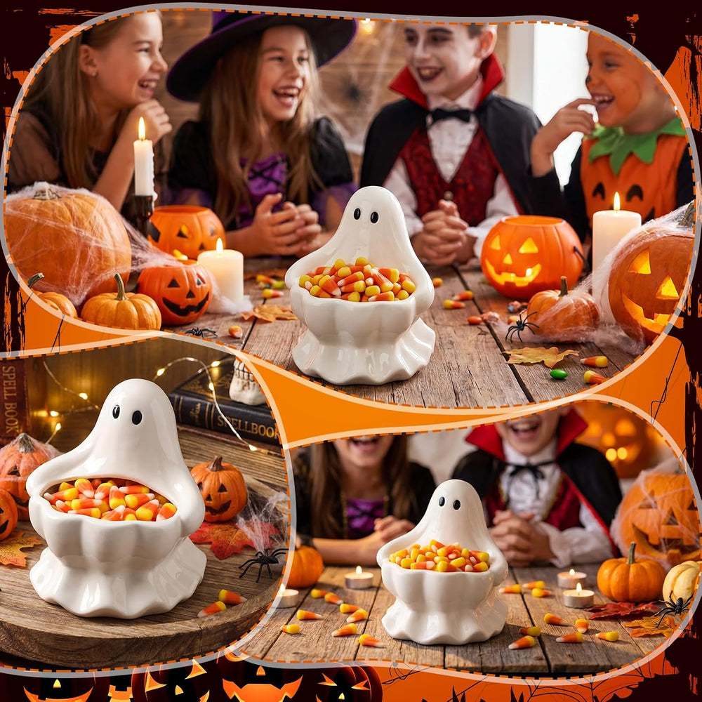 Meanplan Halloween Ghost Candy Bowl White Ceramic Ghost Candy Dish
