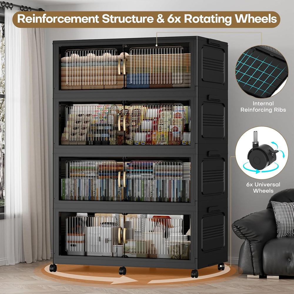 350Gal Extra Large Stackable Storage Bins with Lid, 1400QT Foldable Collapsib...