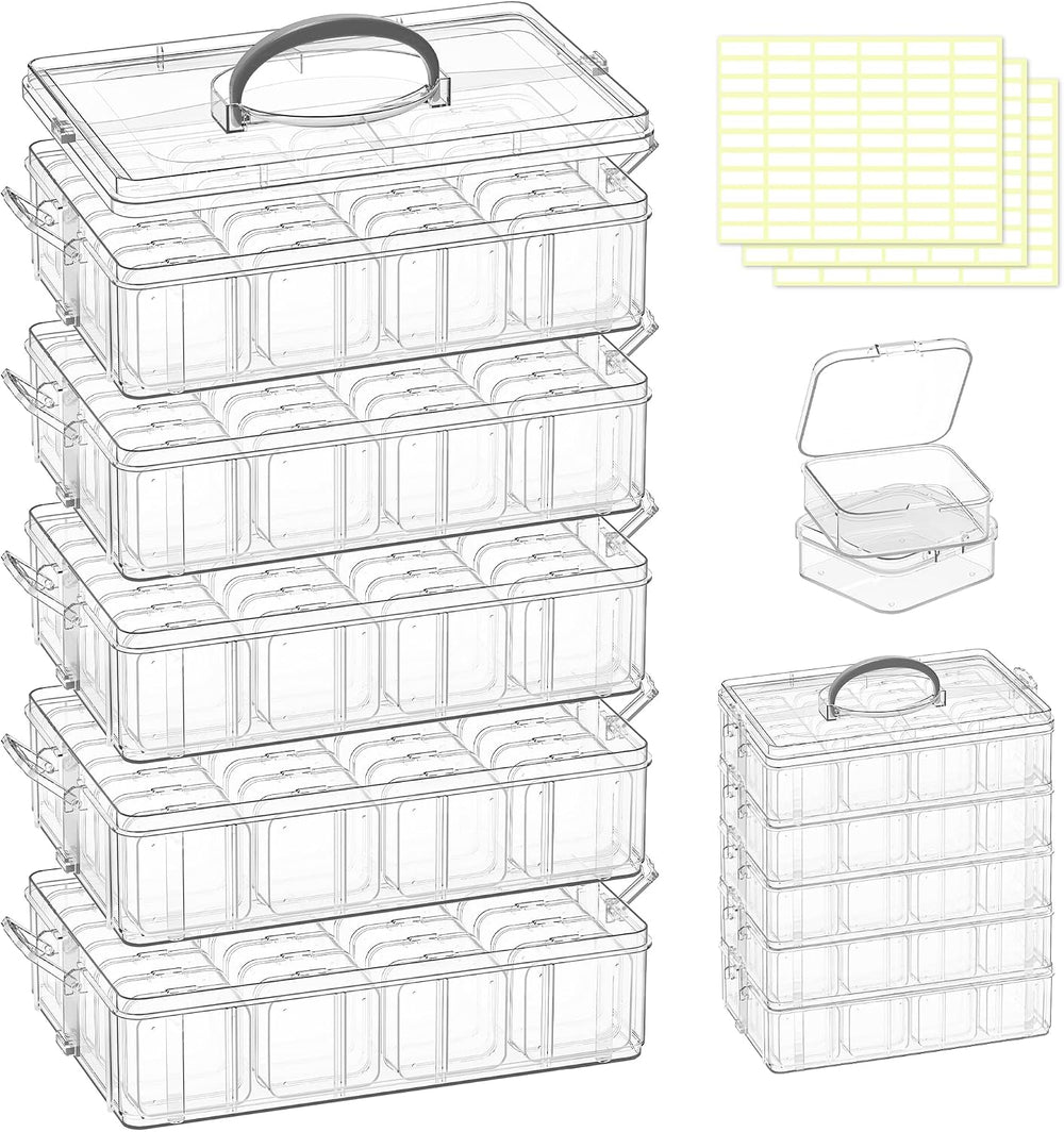 Bead Organizer Box, 5-Tier Stackable 140 Pcs Craft Storage Boxes