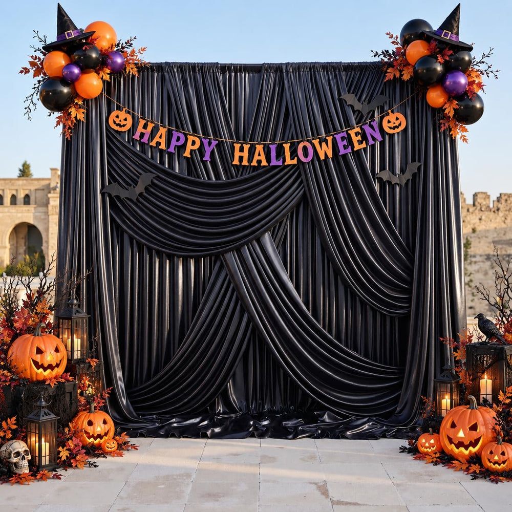 10x12FT Black Sequin Curtains Backdrop, Wrinkle Free Fabric for Halloween