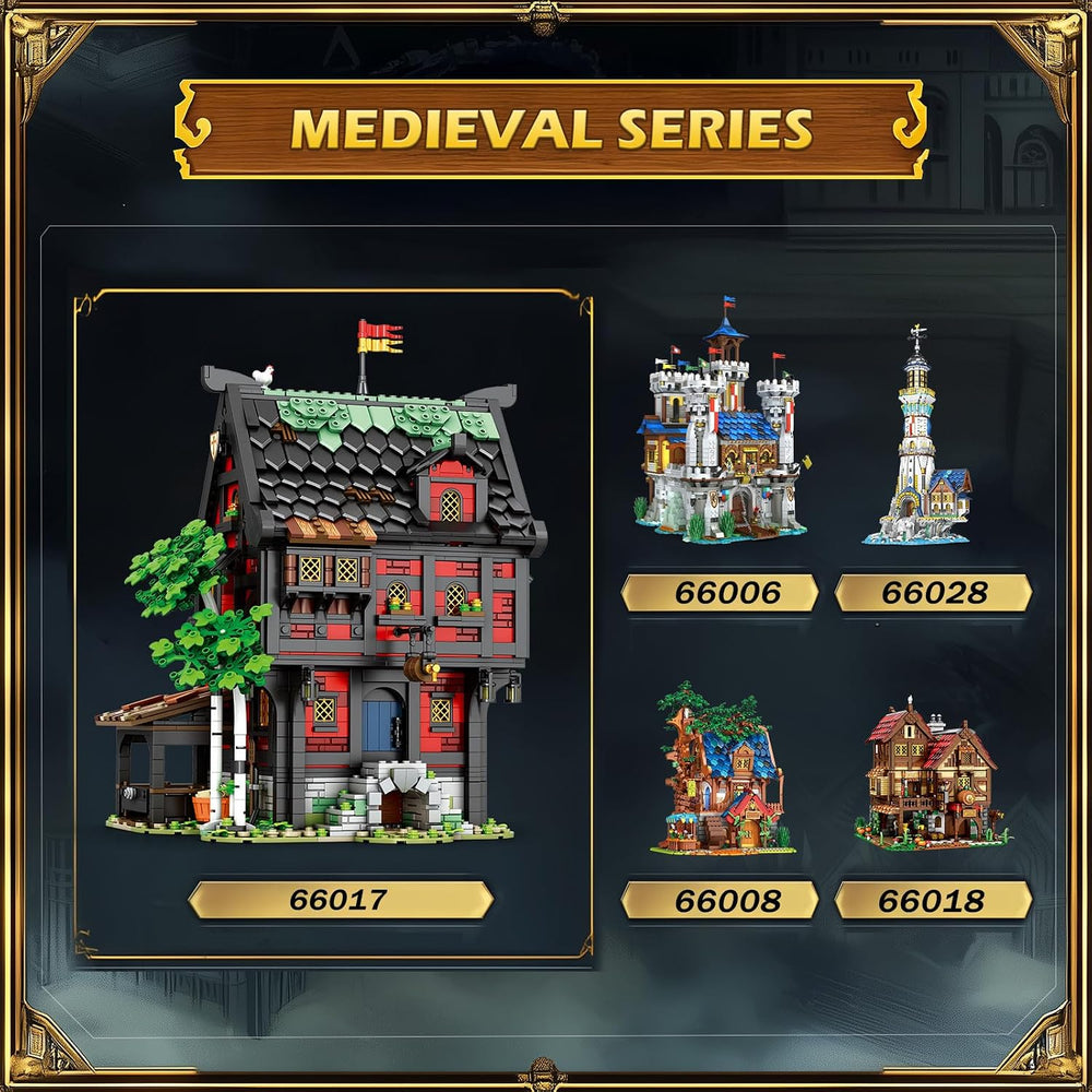 Reobrix Medieval Inn Building Set 66017, European Century Tavern for Home&...
