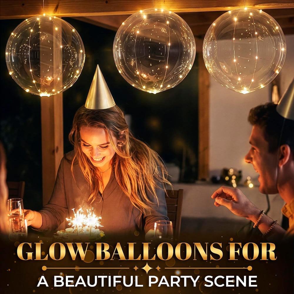 20 Pcs Gold LED Balloons Light Up Balloons, 18 In Balloon Lights