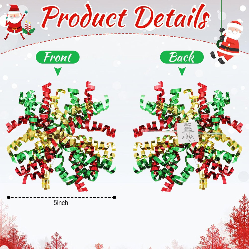 Lyrow 30 Pcs Christmas Curly Bows Self Adhesive Gift Wrap Accessory Xmas Holi...
