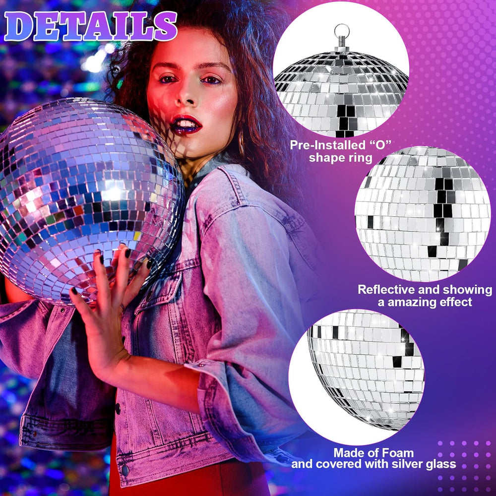 Libima 12 Pcs Silver Disco Ball Set, Multi Size, 6'', 4''