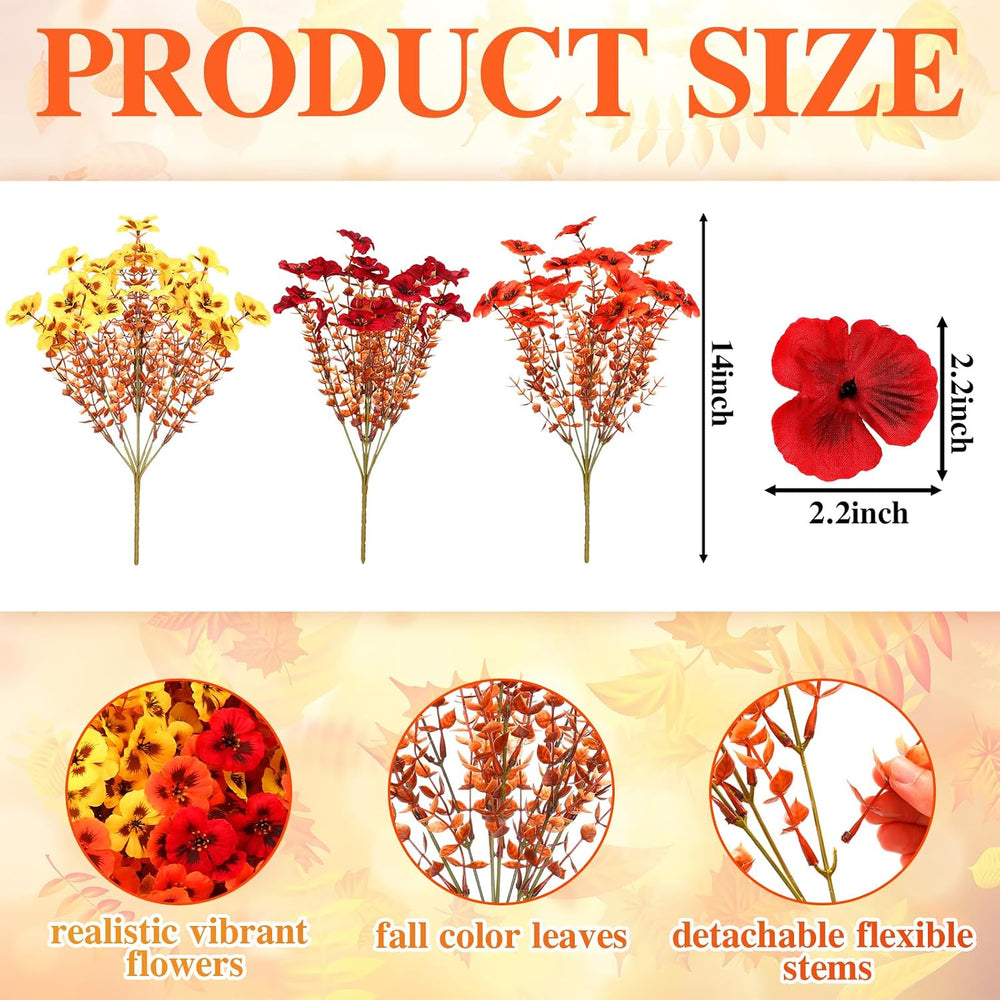 2 Set Fall Artificial Flower with Hanging Baskets for Autumn Outdoor Decor