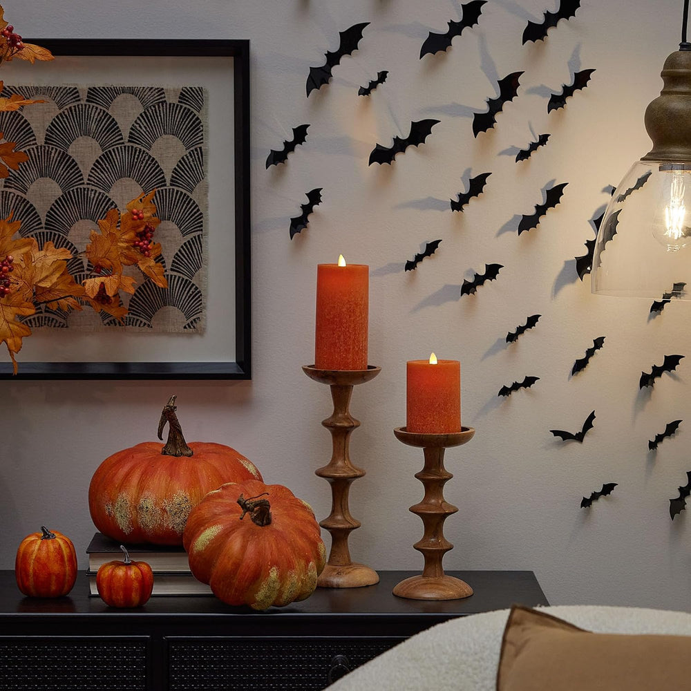 Luminara Sea Glass Candle, Harvest Pumpkin 3" x 4.5", Real Wax LED