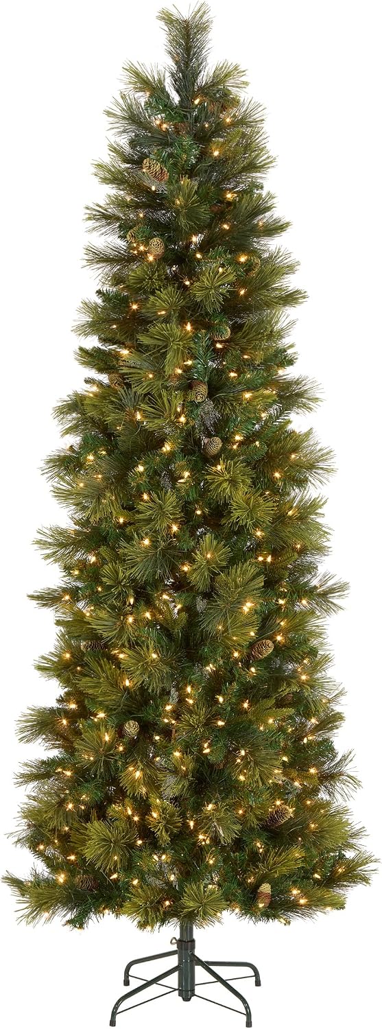 National Tree Company 7.5ft Pre-Lit Carolina Pine Slim Christmas Tree