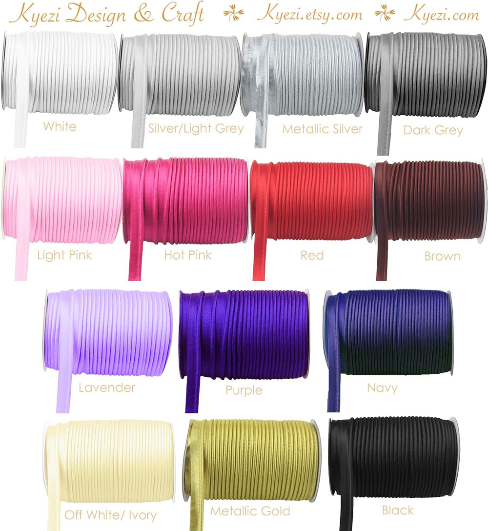 1/8 inch 3mm Cord-Edge Piping Satin Trim, Lip Cord Piping by the Yard, Trim f...