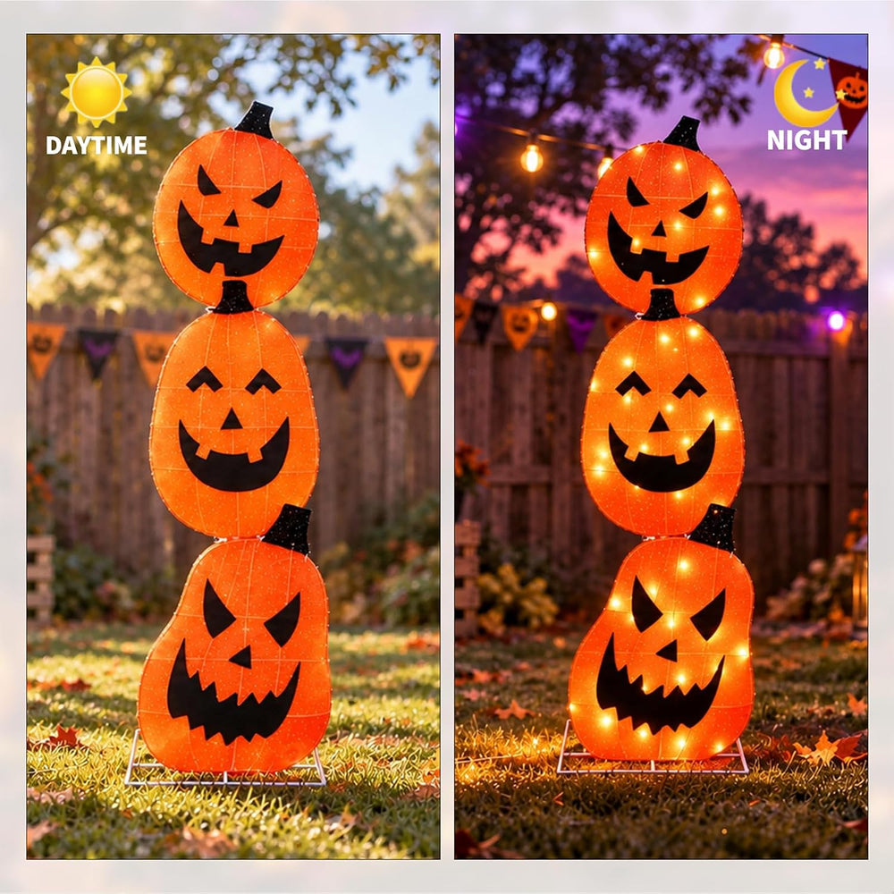 5FT Light Up Pumpkin Halloween Decorations Outdoor, 45 Lights