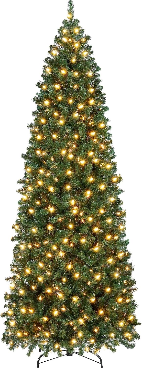 Yaheetech 9ft Pre-lit Pencil Artificial Christmas Tree, Green