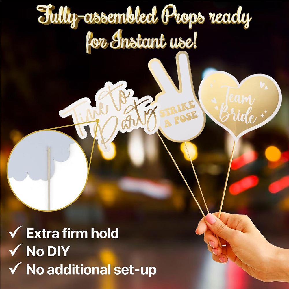 SOUL SHIFT 60PCs Fully Assembled Wedding Photo Booth Props - Prop Stand - Gol...