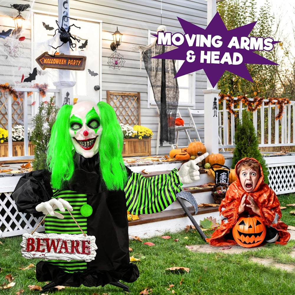 3 Ft Halloween Animatronics Groundbreaker Decorations Outdoor Scary Clown