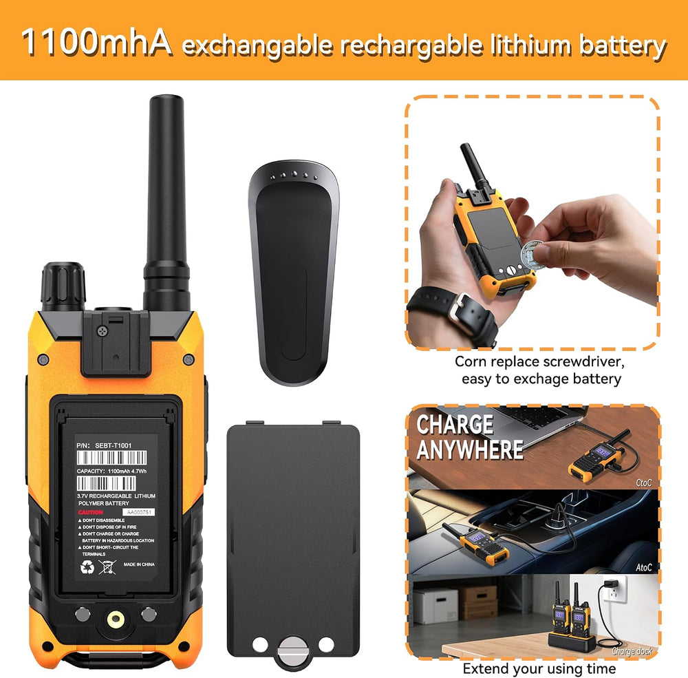 KETELESE T4 Heavy Duty Walkie Talkies FRS, 2 Way Radio Long Range