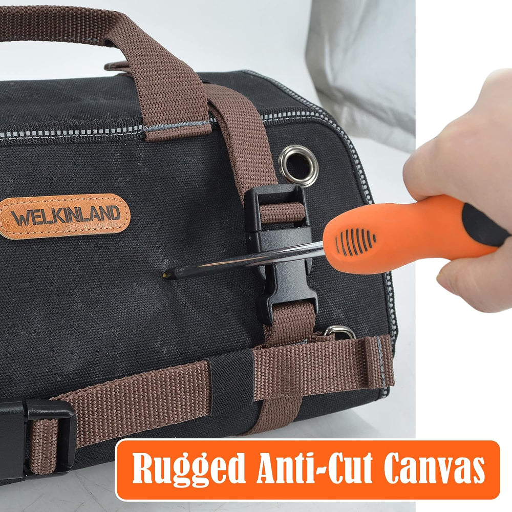 WELKINLAND Heavy-Duty Waxed Canvas Tool roll, 15-Pocket 15L Tool Wrap Roll