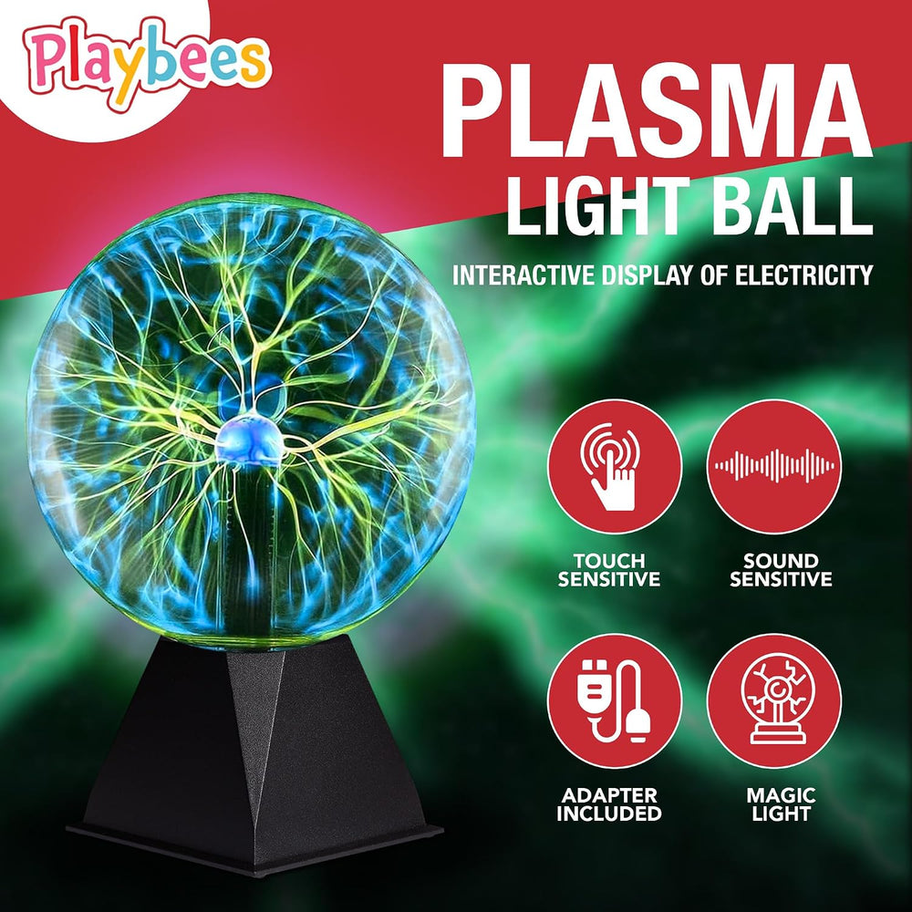 Green Plasma Ball, 7 Inch Tesla Coil Lamp for Parties, STEM & Home Decor