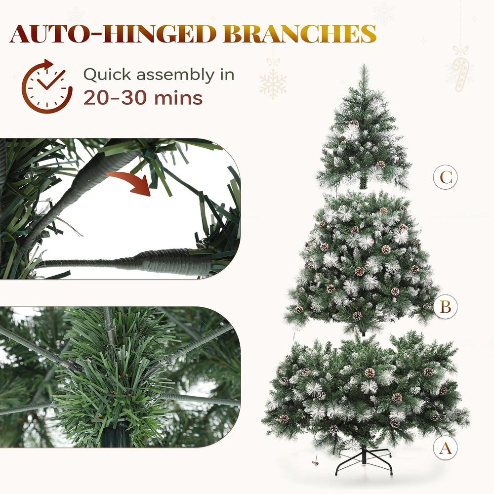 YITAHOME 7.5ft Prelit Christmas Tree w/Pine Cones & Pine Needles & Re...