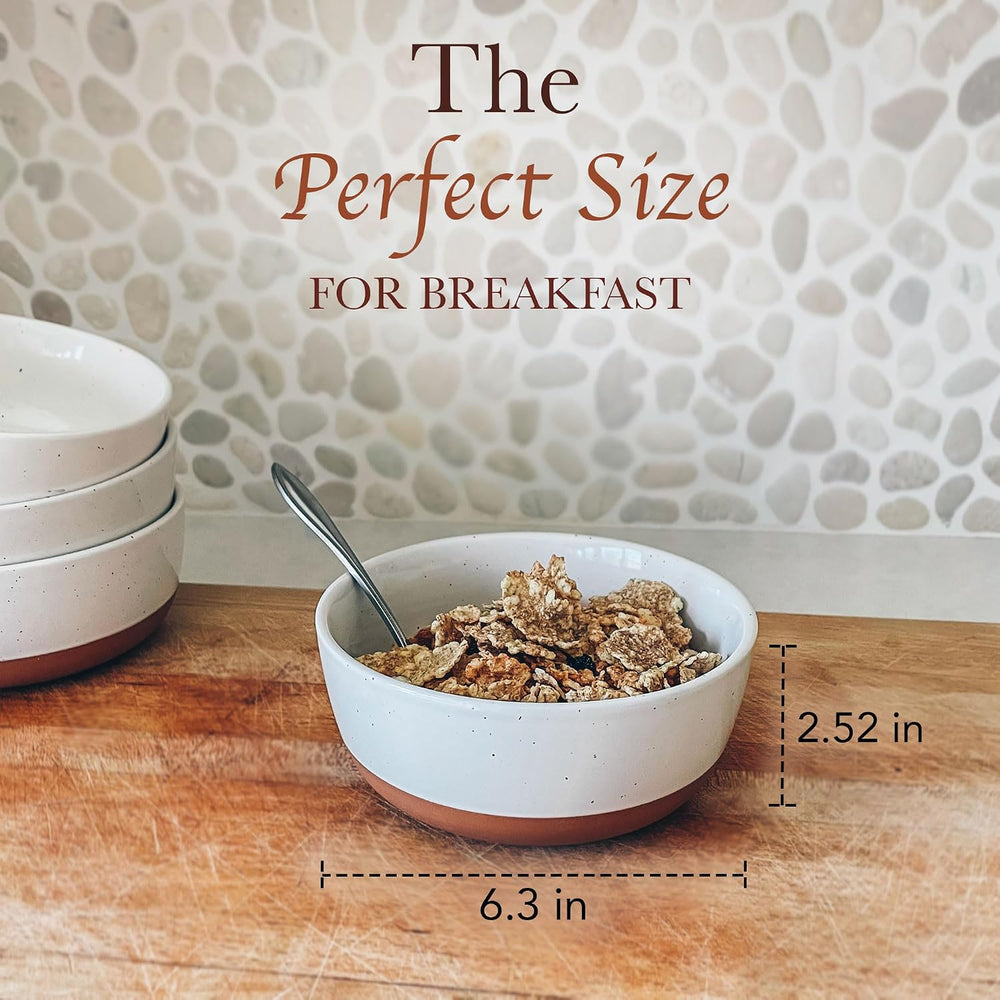 Set of 4 Porcelain Bowls, 25oz - Microwave, Dishwasher & Oven Safe for So...