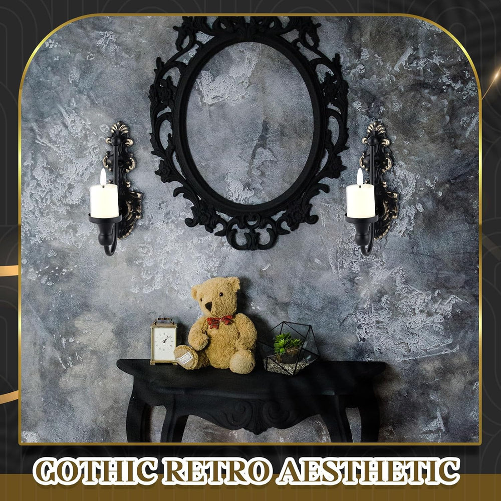 Ziliny Set of 2 Wall Sconce Candle Holder Black Gothic