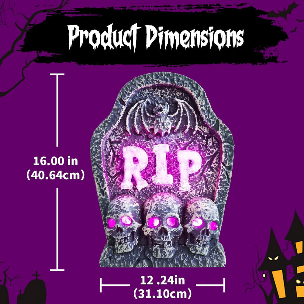 16" Halloween Animated Shaking RIP Tombstone Decor with Creepy Sound