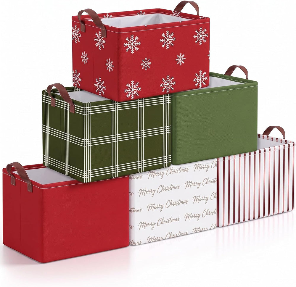 Boao 6 Pack Minimalist Christmas Storage Baskets for Gifts Collapsible