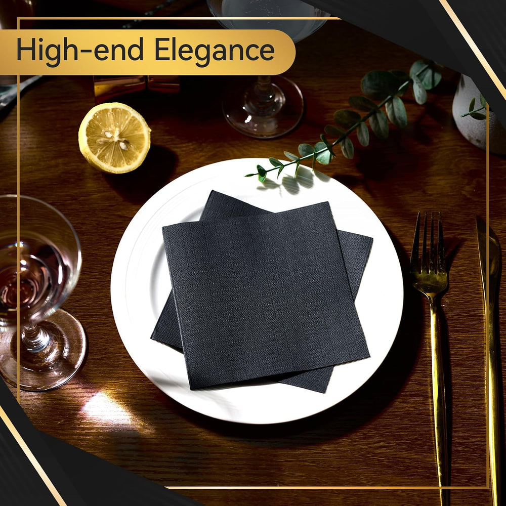 1000 Pack Black Cocktail Napkins, Beverage Napkins, 3 Ply, 4.9x4.9 inch