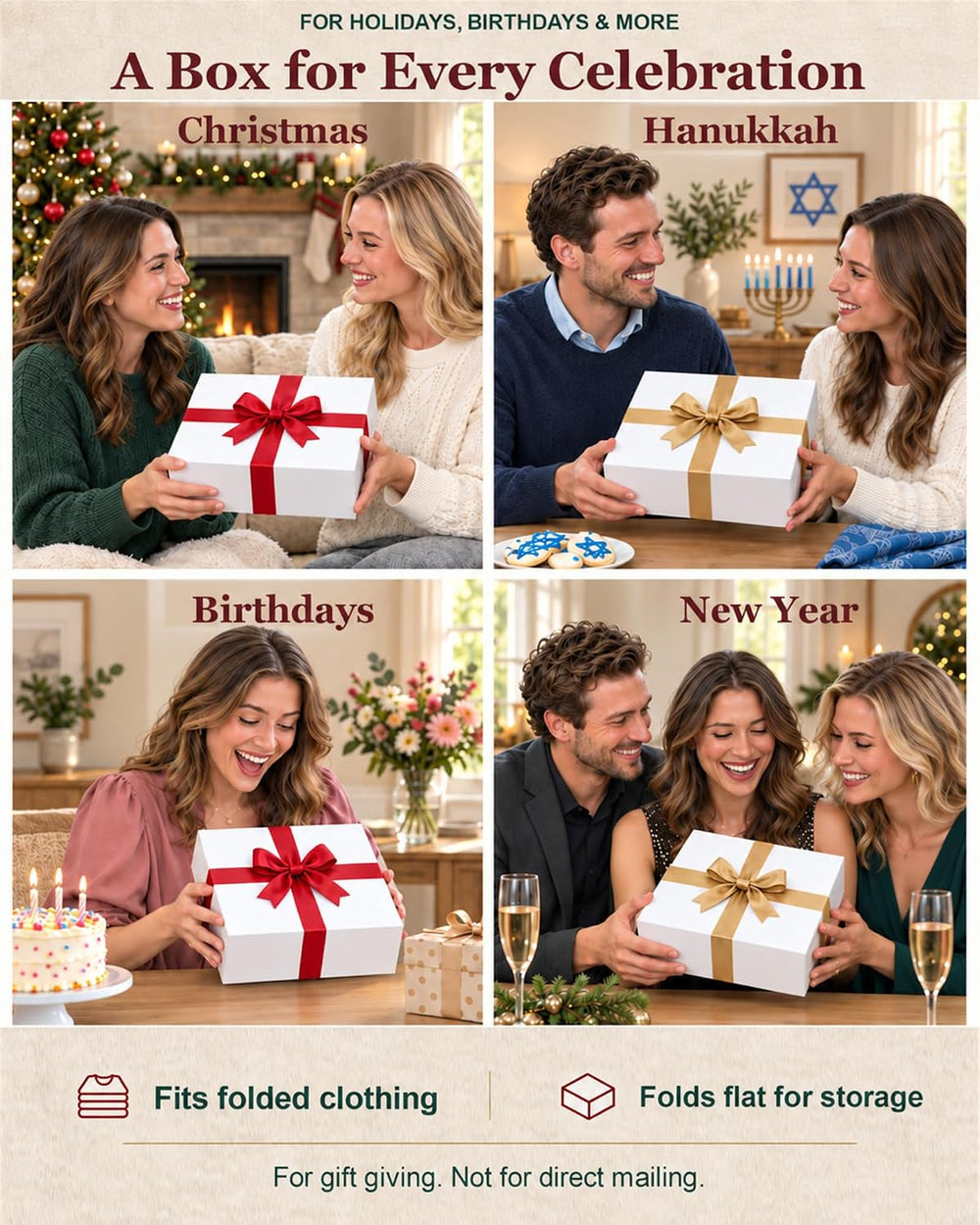 26 Pack Gift Boxes With Lids, 12x12x4 in Square Christmas Shirt Boxes
