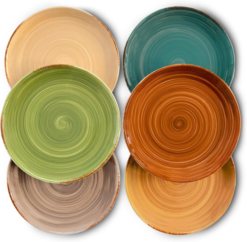 MORA Ceramic Helix Swirl Salad Plates Set of 6, 8in Spiral Porcelain Dish for...