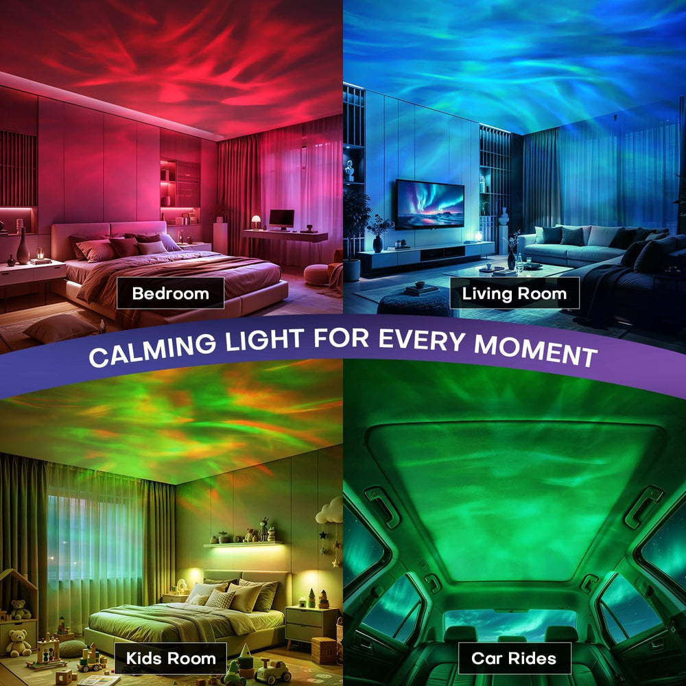 One Fire 2-in-1 USB Aurora Projector with Remote and Night Light, White