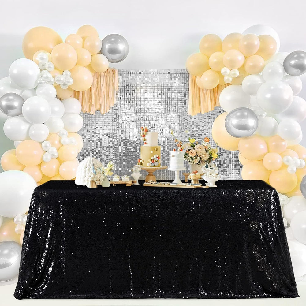 SoarDream Black Sequin Tablecloth 90"x156" Party Glitter Table Cloth