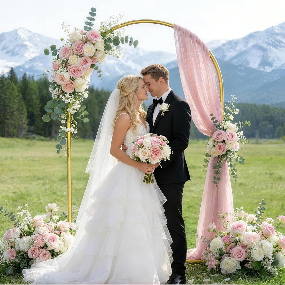 6.6FT Arch Backdrop Stand, Gold Metal Arch Stand for Wedding